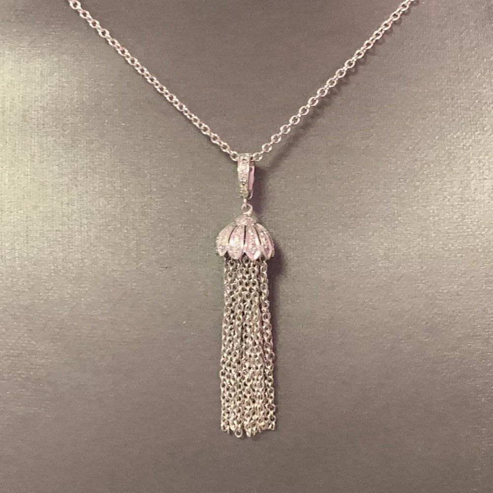 Diamond Tassel Pendant Chain Necklace 18k Gold 0.15 TCW Certified $3,950 111311